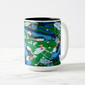 Blue & Green Golfing Zweifarbige Tasse (VorderseiteRechts)