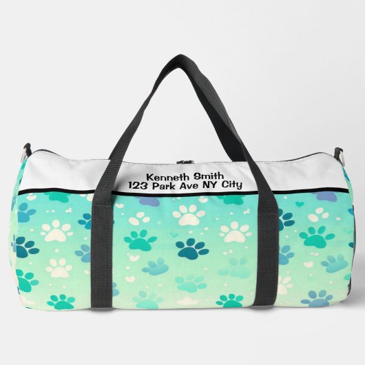 Blue Green Gradient Paw Print Bag Duffle Bag (Vorderseite)