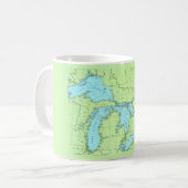 Blue & Green Great Lakes Map Tasse (Vorderseite Links)