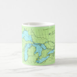 Blue & Green Great Lakes Map Tasse