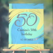 Blue Green Grey 50. Geburtstag hinzufügen Namensda Acrylschild (Neutral)