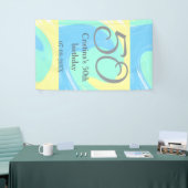 Blue Green Grey 50. Geburtstag hinzufügen Namensda Banner (Messeveranstaltung)