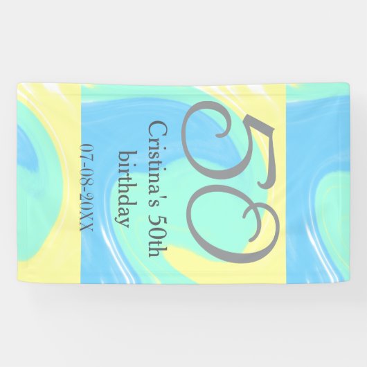 Blue Green Grey 50. Geburtstag hinzufügen Namensda Banner (Horizontal)