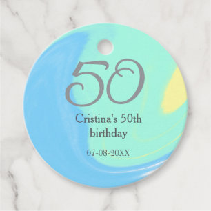 Blue Green Grey 50. Geburtstag hinzufügen Namensda Geschenkanhänger