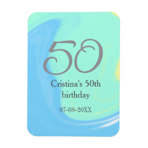 Blue Green Grey 50. Geburtstag hinzufügen Namensda Magnet