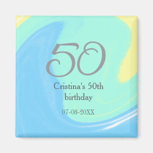 Blue Green Grey 50. Geburtstag hinzufügen Namensda Magnet