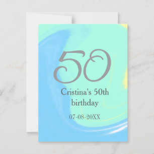 Blue Green Grey 50. Geburtstag hinzufügen Namensda Postkarte