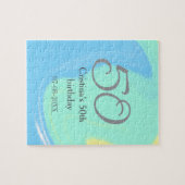 Blue Green Grey 50. Geburtstag hinzufügen Namensda Puzzle (Horizontal)