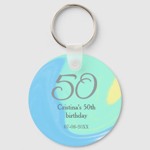 Blue Green Grey 50. Geburtstag hinzufügen Namensda Schlüsselanhänger