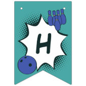 Blue Green Happy Birthday Bowling Party Wimpelkette (Zweite Fahne)