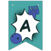 Blue Green Happy Birthday Bowling Party Wimpelkette (Dritte Fahne)