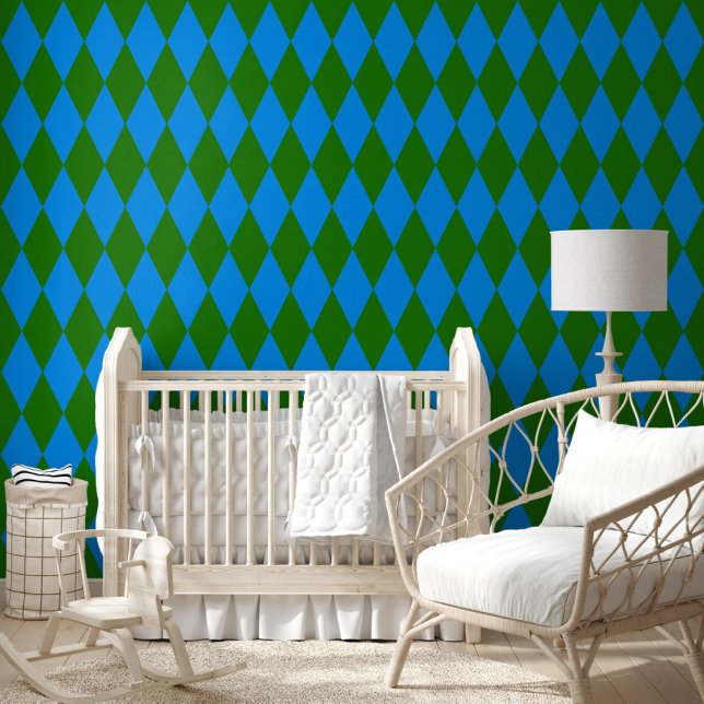 Blue Green Harlequin Checkered Design  Tapete (Von Creator hochgeladen)