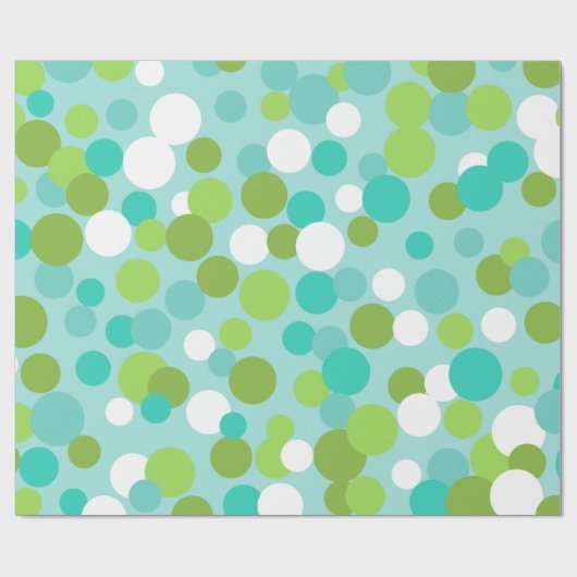 Blue Green Holiday Dots Wrapping Paper Geschenkpapier (Flach)