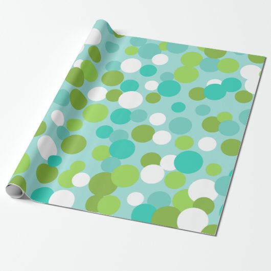 Blue Green Holiday Dots Wrapping Paper Geschenkpapier (Ungerollt)
