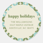 Blue Green Holiday Rücksendeadresse Mitte des Jahr Runder Aufkleber (Vorderseite)