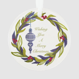 Blue Green Holiday Wreath Frohe Weihnachtsschmuck Ornament