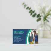 Blue Green HouseReinigung Haushaltshilfe Visitenkarte (Stehend Vorderseite)