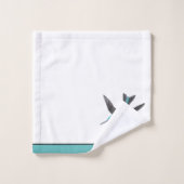 Blue Green Hummingbird Aquarell Monogram Badhandtuch Set (Waschlappen)