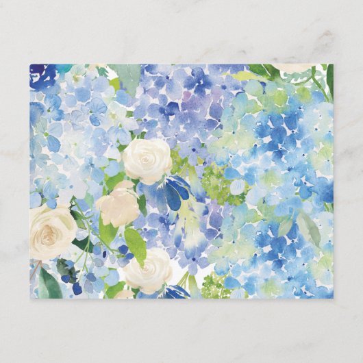 Blue Green Hydrangea Blume Wedding Details Card Begleitkarte (Rückseite)