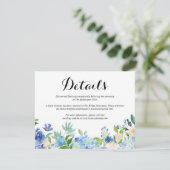 Blue Green Hydrangea Blume Wedding Details Card Begleitkarte (Stehend Vorderseite)