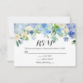 Blue Green Hydrangea Blume Wedding RSVP Card (Vorderseite)