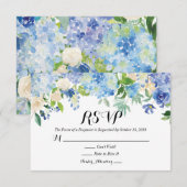 Blue Green Hydrangea Blume Wedding RSVP Card Karte (Vorne/Hinten)