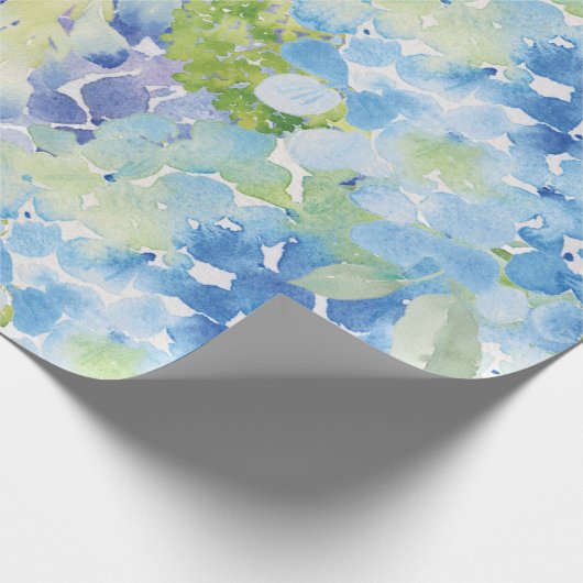 Blue Green Hydrangea Blume Wrapping Paper Geschenkpapier (Ecke)