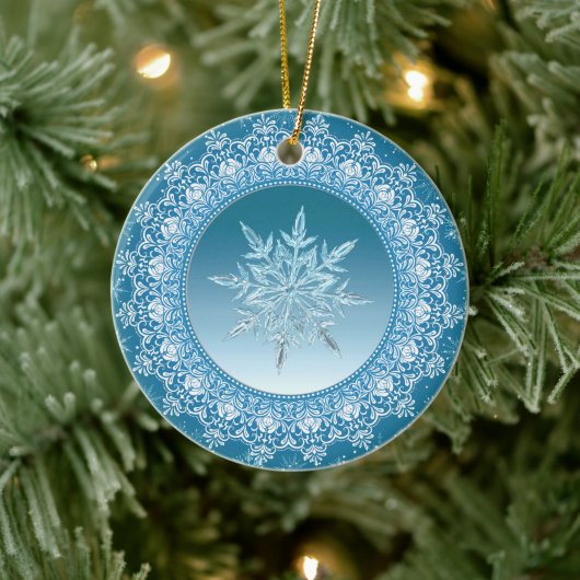 Blue Green Ice Keramik Ornament (Baum)