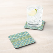 Blue Green Ikat Mod Pattern mit Name Untersetzer (Rechte Seite)