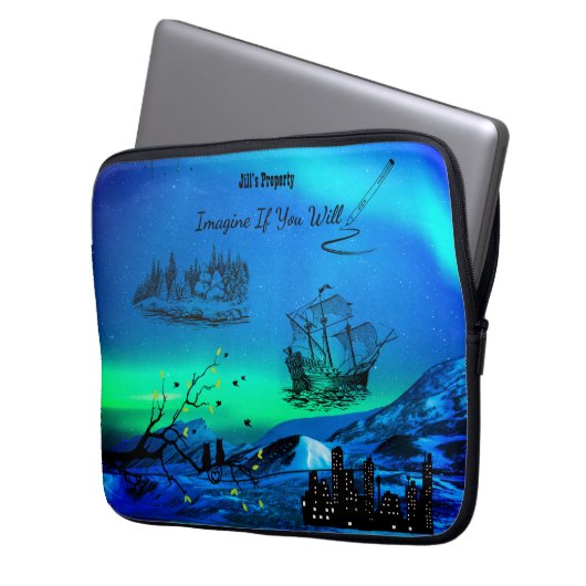 Blue & Green' Imaging If' Electronics Bag Laptopschutzhülle (Vorderseite Links)