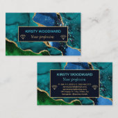 Blue & Green & Imitate Gold Glitzer Agate Visitenkarte (Vorne/Hinten)