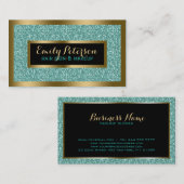 Blue-Green Imitats Glitzer Gold Akzente Visitenkarte (Vorne/Hinten)