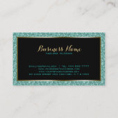 Blue-Green Imitats Glitzer Gold Akzente Visitenkarte (Rückseite)