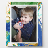 Blue Green Imitats Marble Foto Fotoplatte (Vorderseite)