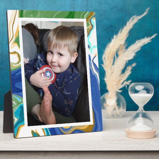 Blue Green Imitats Marble Foto Fotoplatte (Seite)