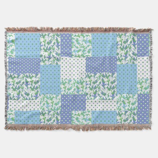 Blue Green Imitats Patchwork Snowdrops und Polka D Decke (Vorderseite)