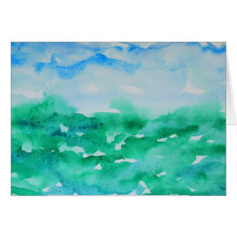 Blue Green Impressionist Landscolor Watercolor