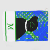 Blue Green Island Black Dog Golf Handtuch (Horizontal)