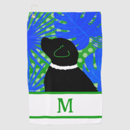 Blue Green Island Black Dog Golf Handtuch