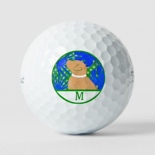 Blue Green Island Yellow Dog Golf Ball (Vorderseite)