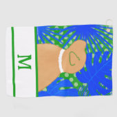 Blue Green Island Yellow Dog Golf Handtuch (Horizontal)