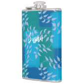 Blue Green Ivy Leaf Watercolor Flachmann (Links)