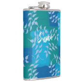 Blue Green Ivy Leaf Watercolor Flachmann (Rechts)