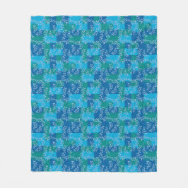 Blue Green Ivy Leaf Watercolor Fleecedecke