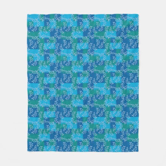 Blue Green Ivy Leaf Watercolor Fleecedecke (Vorderseite)