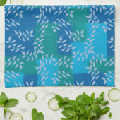 Blue Green Ivy Leaf Watercolor Geschirrtuch (Gefaltet)