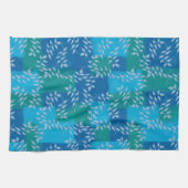 Blue Green Ivy Leaf Watercolor Geschirrtuch (Horizontal)