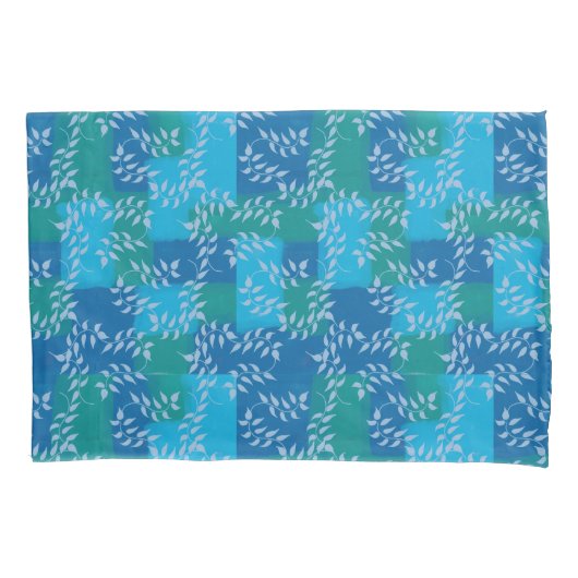 Blue Green Ivy Leaf Watercolor Kissenbezug (Vorderseite-Links)