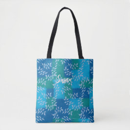 Blue Green Ivy Leaf Watercolor Tasche