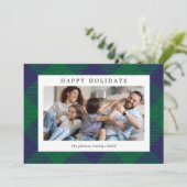 Blue Green Kariert Foto Weihnachten (Stehend Vorderseite)